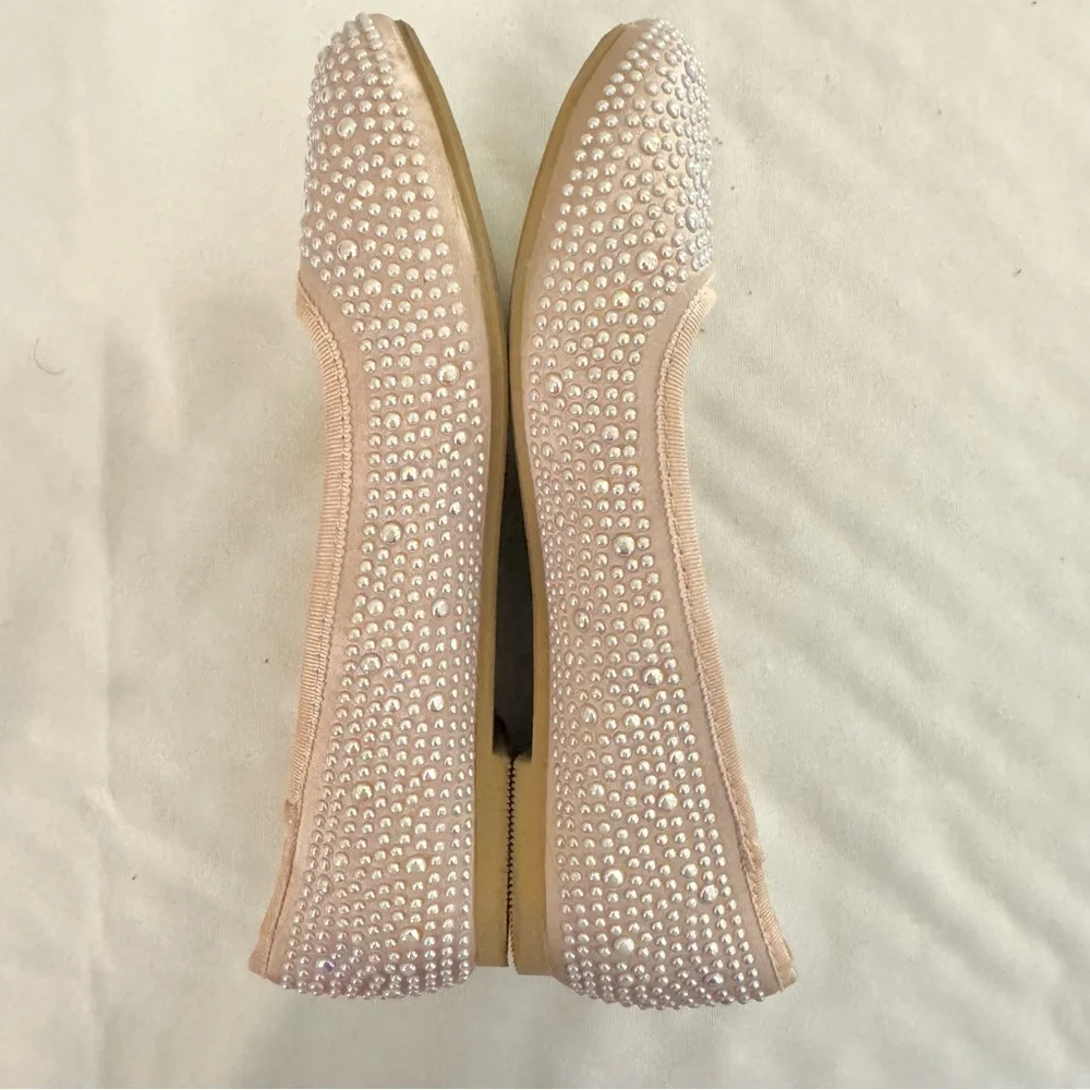 Cat & Jack Lisa Ballet Pink Shoe Flats Girls Rhinestone, size 2
